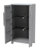 Armadio Portascope Modulare da Esterno 78x43,6x143 cm 2 Ante 2 Ripiani in Polipropilene Transforming Grigio e Nero