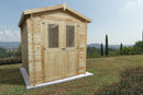 Casetta Box Da Giardino 220x220x187-215 cm Porta Doppia con Serratura Lea in Legno di Abete Grezzo