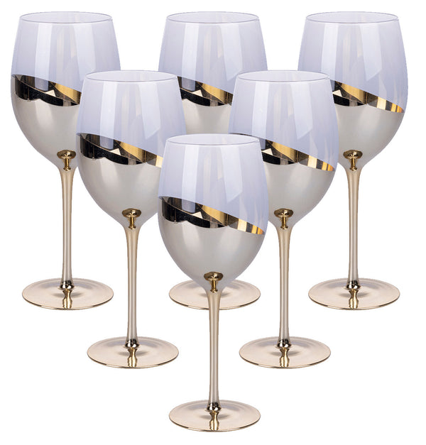 Ensemble de 6 Gobelets Chics en Verre Transparent et Or Villa d'Este Home Tivoli acquista
