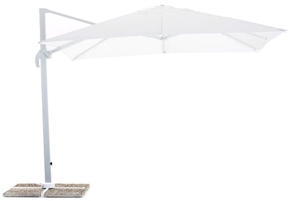 sconto Parasol de Jardin Décentralisé 3x3m en Aluminium et Polyester Senso Blanc