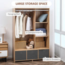 Armadio Guardaroba con Appendiabiti 105x48x160 cm 3 Cassetti in Poliestere e 3 Ripiani in Truciolato  color Legno