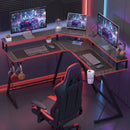 Scrivania da Gaming Angolare 128x128x88 cm con Supporto Monitor Gancio Cuffie e Portabicchieri Nero      