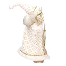 Babbo natale in tessuto oro e bianco con sacco regali cm xh45