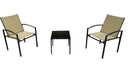 Set Salotto da Giardino 2 Sedie 1 Tavolino con Seduta eSchienale in Textilene Beige
