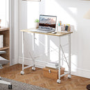 Scrivania Pieghevole Salvaspazio 80x40x75 cm con 4 Ruote e Freno Piano in Legno      