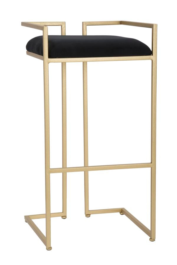 Tabouret de Bar Obix 42x42x81 cm en Fer et MDF et Éponge et Polyester Doré et Noir sconto