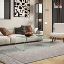 Tavolino da Salotto in Vetro Temperato Design Monoblocco Moderno 100x50x35 cm  