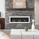 Camino a Bioetanolo da Parete 120x15x40 cm con 3 Serbatoi da 1L e Copertura 20m² in Acciaio e Vetro Bianco      