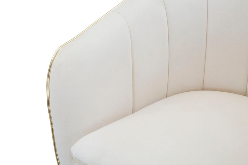 Poltrona Paris 62x58x78 cm in Legno Spugna Metallo e Poliestere Crema e Oro