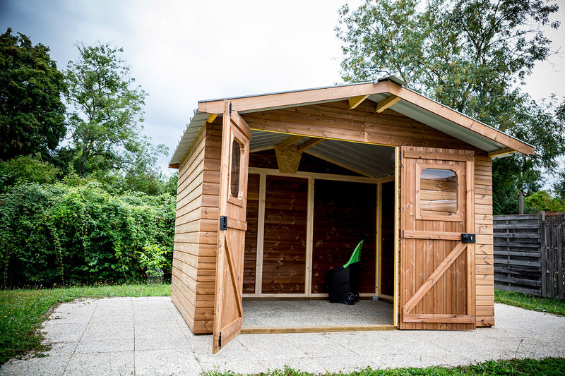 Casetta Box da Giardino 3,16x2,4 m Senza Pavimento in Legno Picea Massello 19mm Tetto in Acciaio Therma