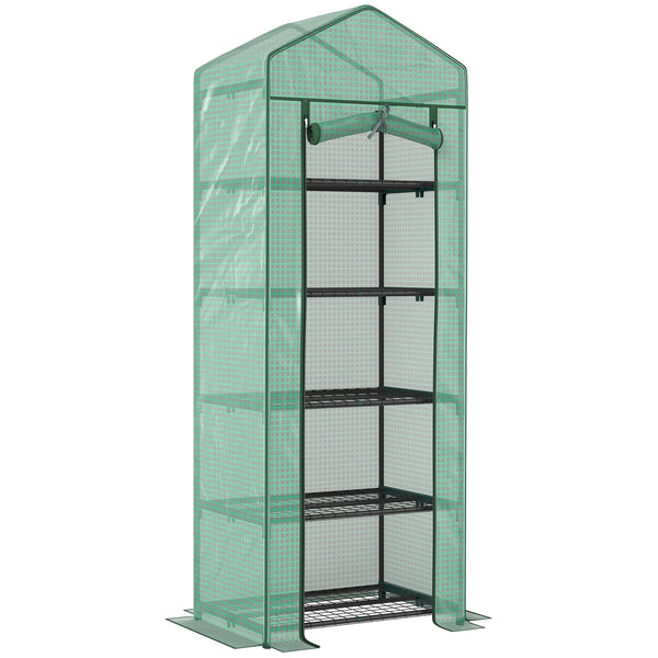 prezzo Serra per Piante a 5 Livelli 69x49x193 cm con Porta a Zip in Acciaio e PE Verde