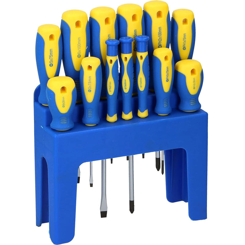 Cacciaviti Giraviti Magnetici Set 13Pz Chrome Vanadium Con Stand Supporto Kinzo 