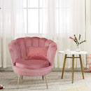 Poltrona a Conchiglia 78x73x78 cm in Velluto Vintage Piedi Oro Sofia Rosa antico