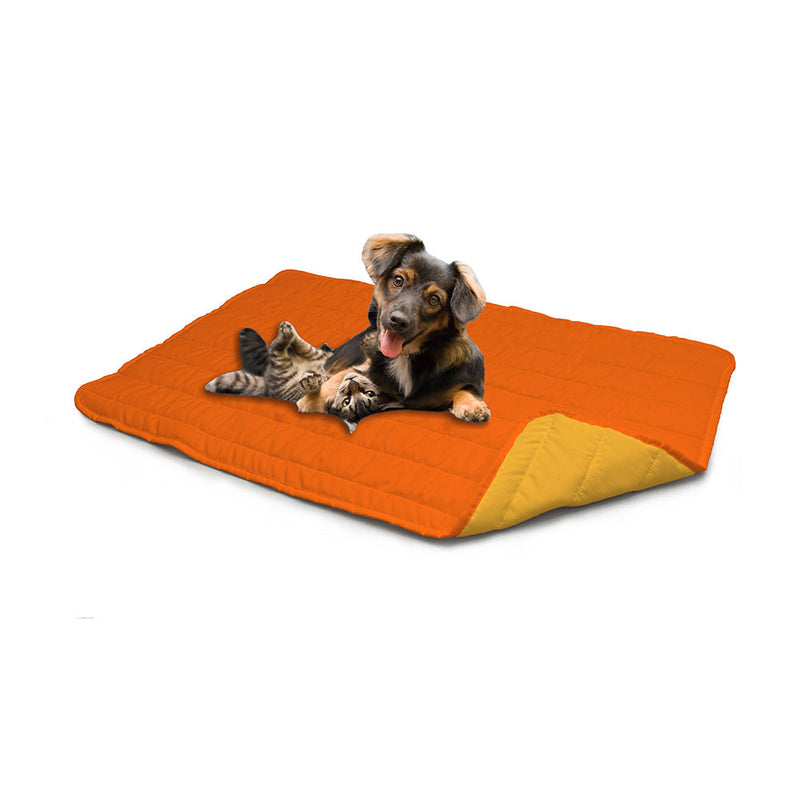 Tappetino imbottito per Cani Gatti Doubleface arancio/giallo