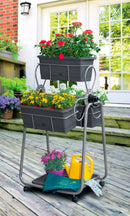 Carrello Portavasi 3 Cestini in Acciaio con Ruote Agrati Flortì Grigio