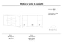 Madia 2 Ante 4 Cassetti 136x86x41 cm Noce Stelvio/Bianco Fiammato