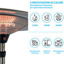 Stufa Elettrica Fungo Riscaldante Infrarossi Saturno Esterno-Interno Regolabile Argento