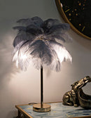 Lampada da Tavolo Palm Grigia Ø40x55 cm in Ferro e Plastica Oro e Grigio      