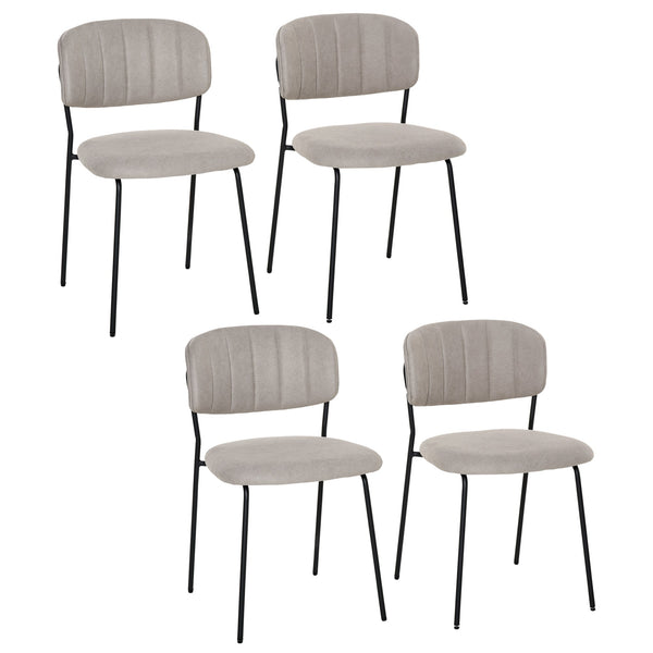 Lot de 4 Chaises Rembourrées 49,5x55x81 cm en Tissu Effet Lin Kaki sconto