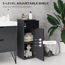 Mobiletto Bagno 1 Cassetto 1 Anta 30x30x82 cm in Truciolato Nero e Grigio
