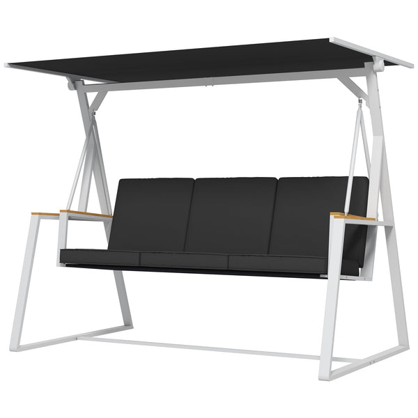 acquista Panchina da Giardino 3 Posti con Tettuccio Inclinabile 205x130x175 cm in Acciaio Grigio Scuro