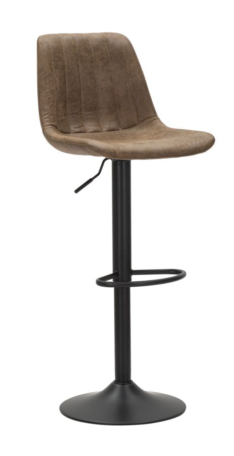 sconto Tabouret Berlin 43x43x90-112 Hauteur d'assise 60-84 cm en Fer et Éponge et PU Marron et Gris
