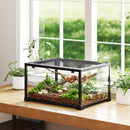 Rettilario Rialzato 60x45x32 cm con Doppia Serratura e Pareti in Vetro Nero      