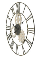 Orologio da Muro Ingranaggi Ø70x4,5 cm in Ferro e MDF Nero