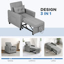 Poltrona Letto Reclinabile con Cuscino Extra 69x82x85cm Grigio Chiaro  