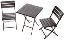 Set Tavolino e 2 Sedie Pieghevoli da Giardino in Ferro Taddei Plastik Wood Marrone Scuro