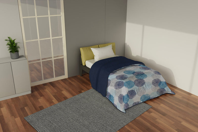 Trapunta Invernale Stampata in Microfibra 300gr Doubleface Soffioni Blu