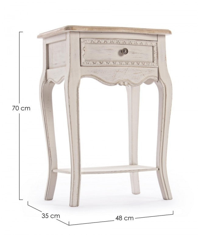 Comodino 1 Cassetto-1 Ripiano Clarisse in Legno