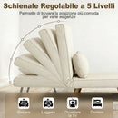 Poltrona Letto Singola 3 in 1 72x75x85 cm Reclinabile su 5 Livelli con Cuscino e Seduta Imbottita in Tessuto Effetto Lino Crema      
