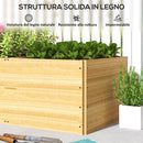 Fioriera Rettangolare 140x60x40 cm Divisa in 3 Aree con Strato in Tessuto non Tessuto in Legno di Abete   
