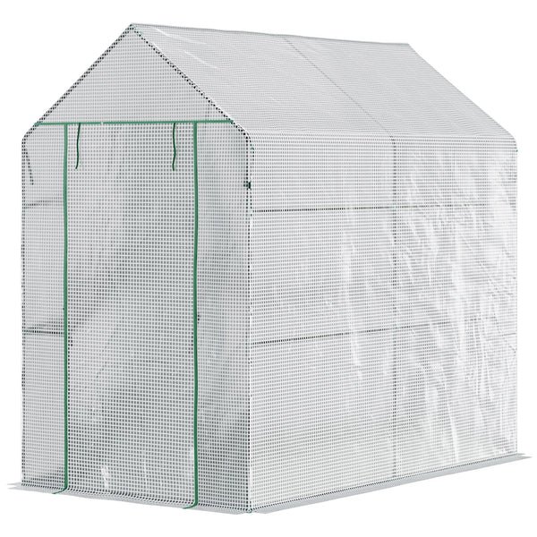 Serra a Casetta 186x120x190 cm con Porta a Cerniera Rivestimento in PE Bianco acquista