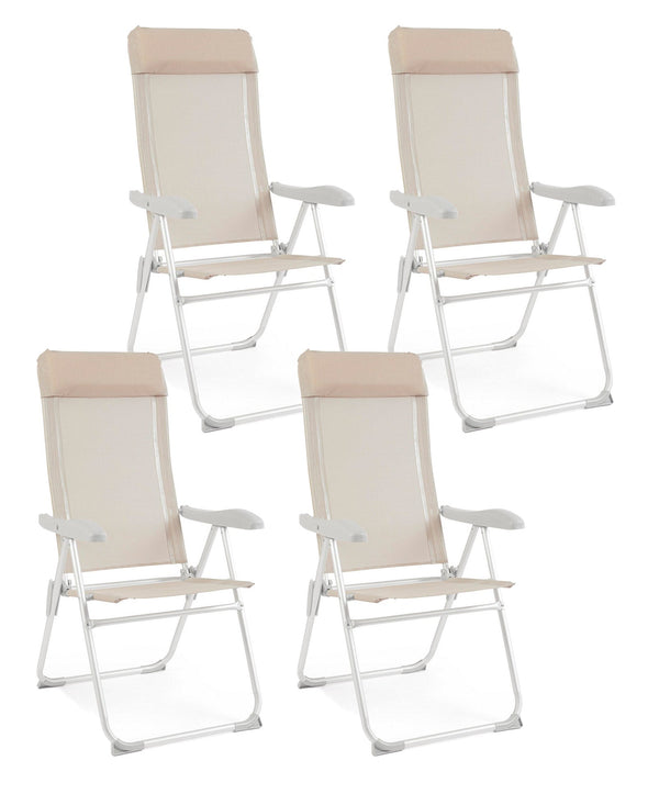 acquista Set 4 Sedie Sdraio Pieghevole 57x65x110 cm in Alluminio Cayo Grigio Ghiaccio