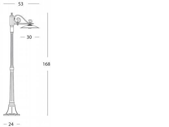 Lampada Palo Paletto Colore Grigio per Esterno Linea Piatto Antico Sovil