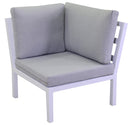 Set Salotto da Giardino Divano Angolare Tavolino e Pouf in Alluminio New Irvine Bianco