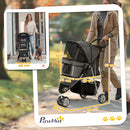Passeggino per Cani Pieghevole 75x45x97 cm con Portabicchieri e Cestino in Tessuto Grigio Carbone   