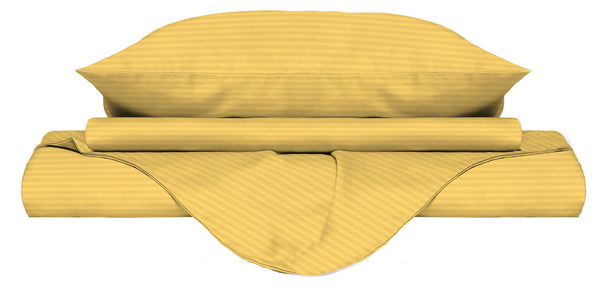 Housse de couette double avec sac et taies d'oreiller en satin de polyester jaune sconto