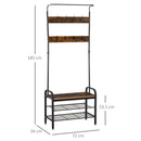 Appendiabiti Panchina per Ingresso con Scarpiera 72x34x185 cm in Legno MDF e Metallo 