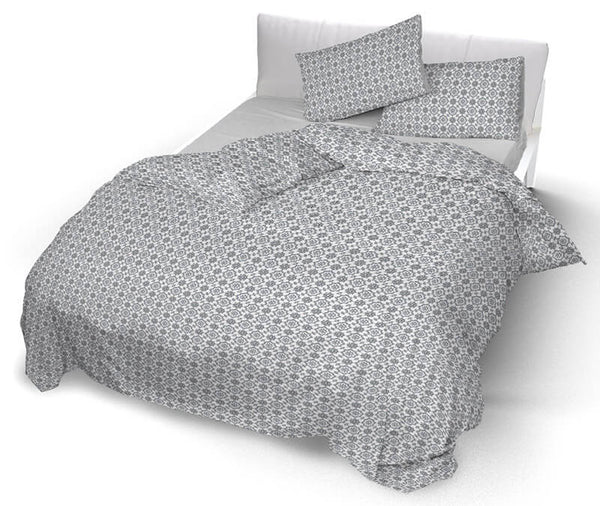 sconto Housse de couette double avec taies d'oreiller imprimées en pur coton Floyd Fumo