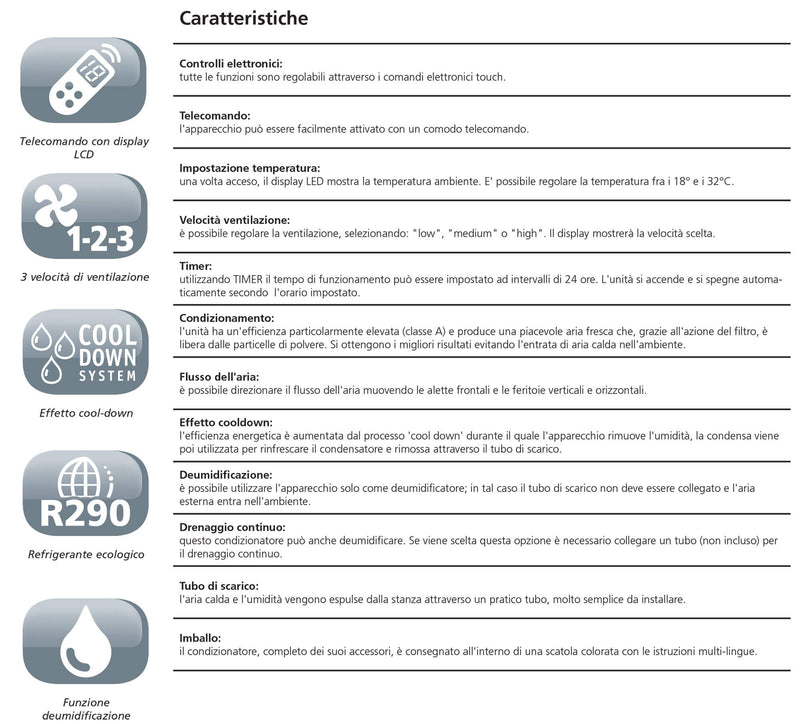 Condizionatore Portatile 7000 BTU Qlima P522 Bianco