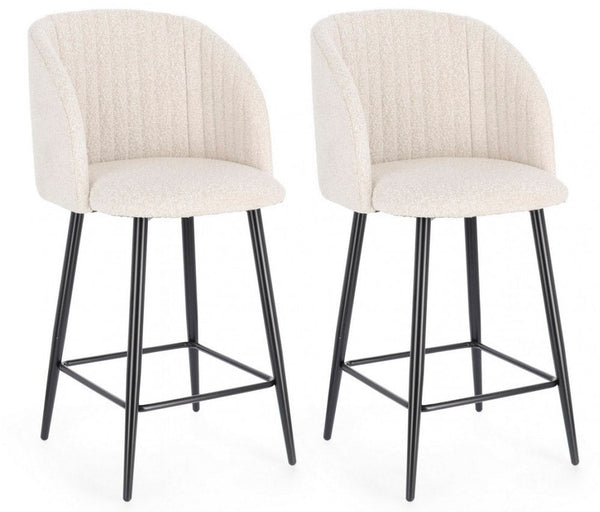 Lot de 2 tabourets Queen 53x59x97 cm en Bouclè Noir et Ivoire prezzo