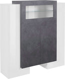 Mobile Vetrina 5 Ante 130x45x135 cm Pillon Bianco Lucido e Ardesia