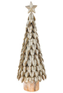 Abete in Metallo con Glitter H40 cm Oro