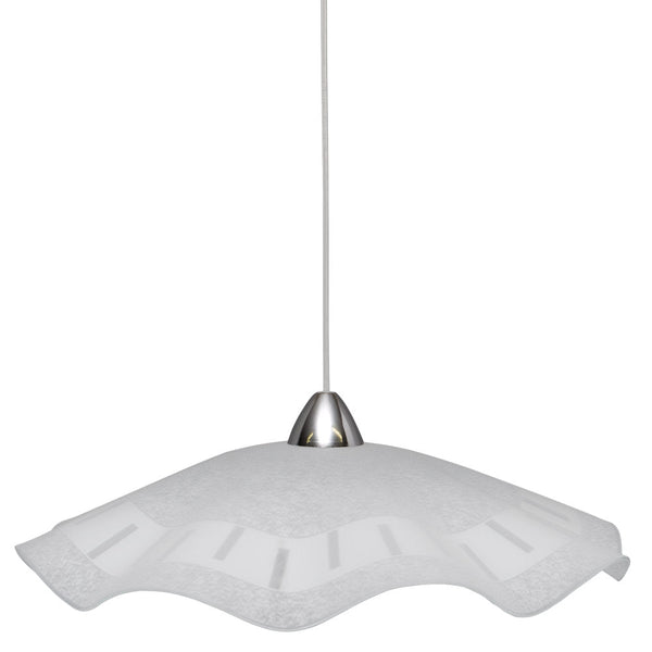 sconto Suspension D45 1xE27 Transparent-Chrome Cadre Verre Plaque Blanc E-Energy Isabella