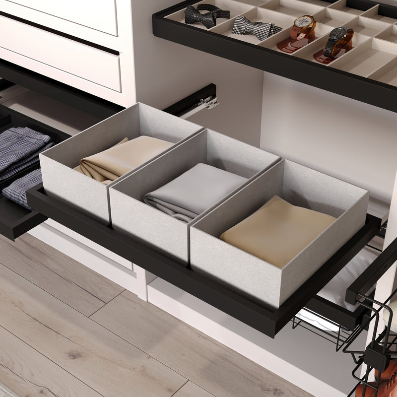 Kit 3 Cestelli e Vassoio per Amadio Regolabile 900 mm Emuca Nero