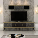 Porta tv con pensile Bientv 180 effetto marmo nero particolari oro