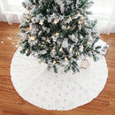 Gonna Copribase per Albero di Natale Ø80 cm in Peluche con Fiocchi di Neve Silver      